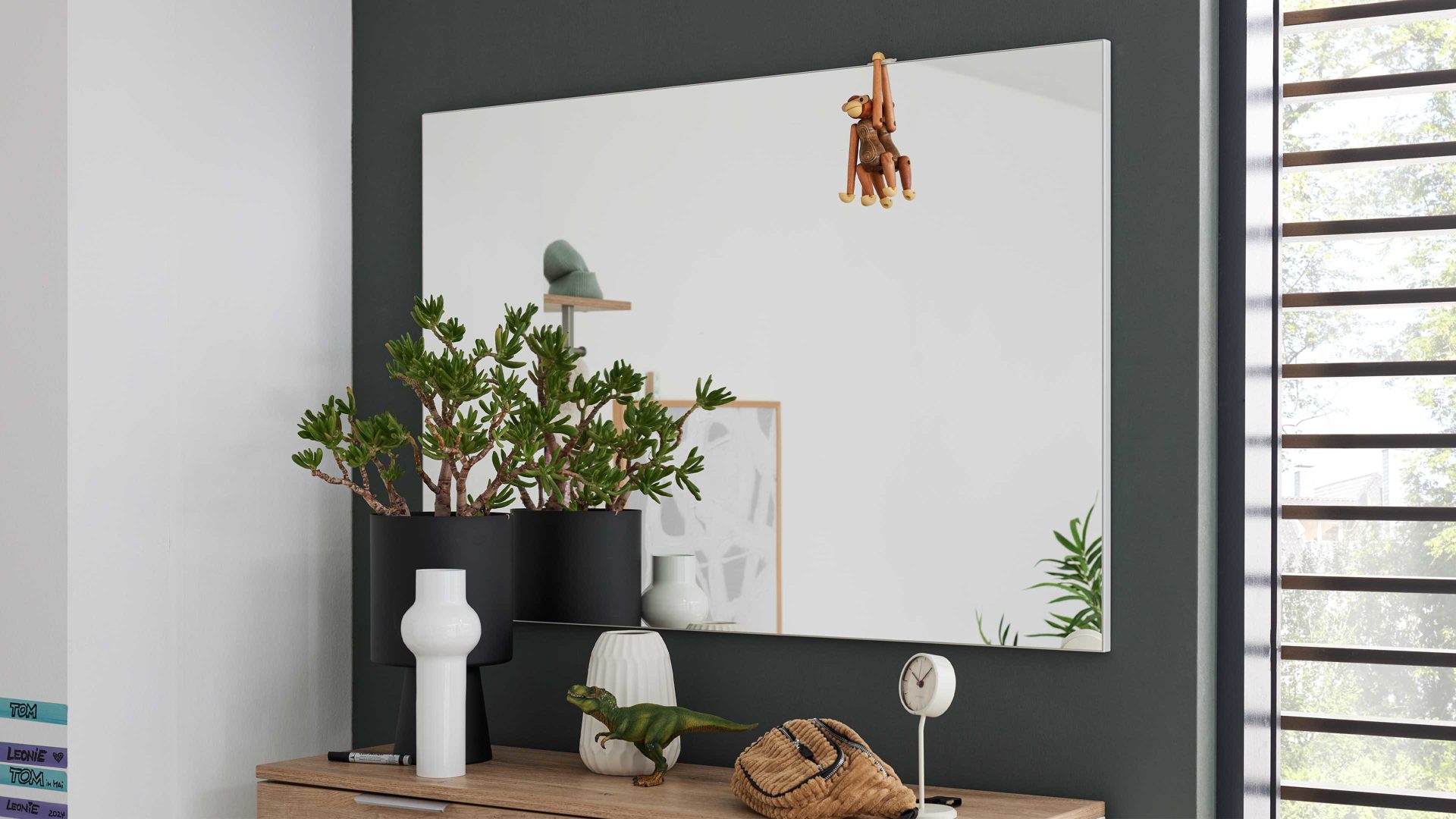 Wandspiegel Interliving aus Spiegel in Transparent Interliving Garderobe Serie 6012 - Spiegel INL-702 weißer Mattlack - ca. 120 x 82 cm