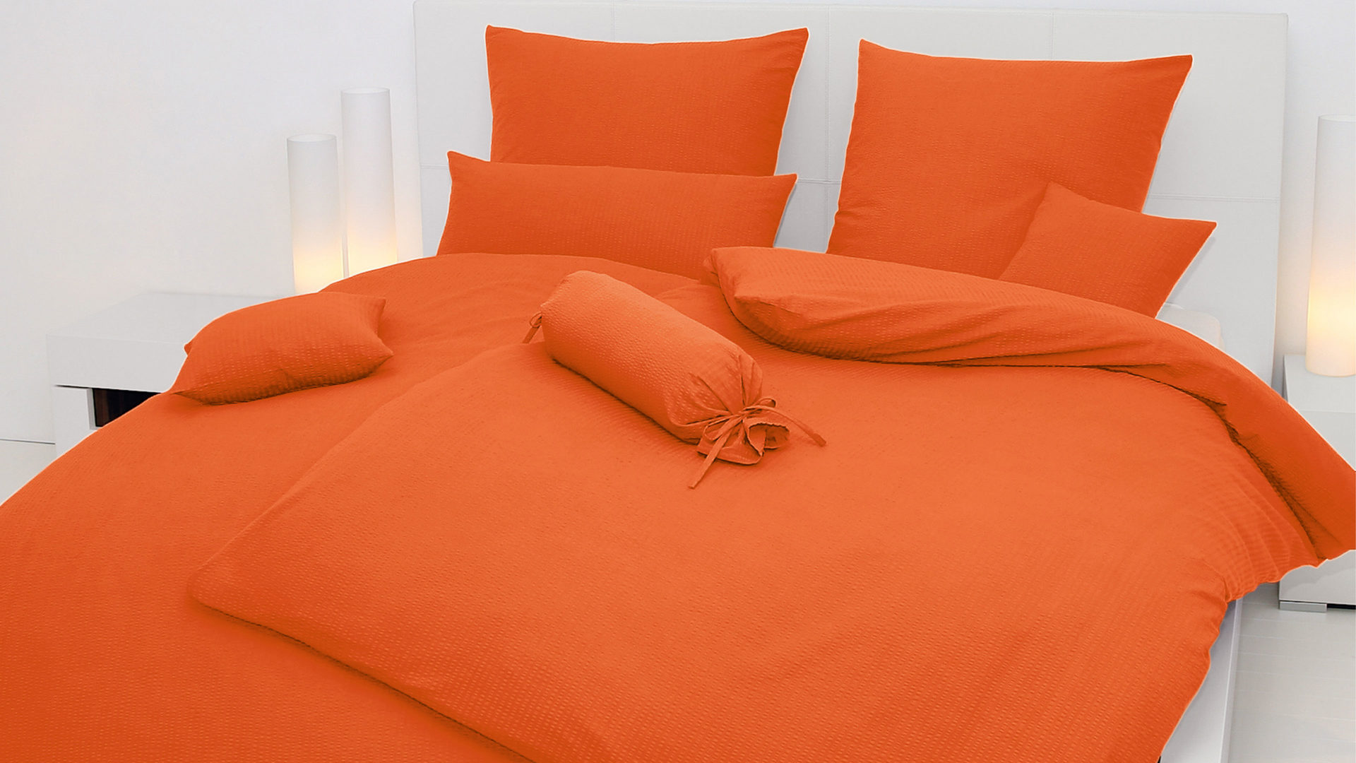 Bettwäsche-Set Janine® aus Naturfaser in Orange Janine® Bettwäsche-Set orange – ca. 155 x 220 cm