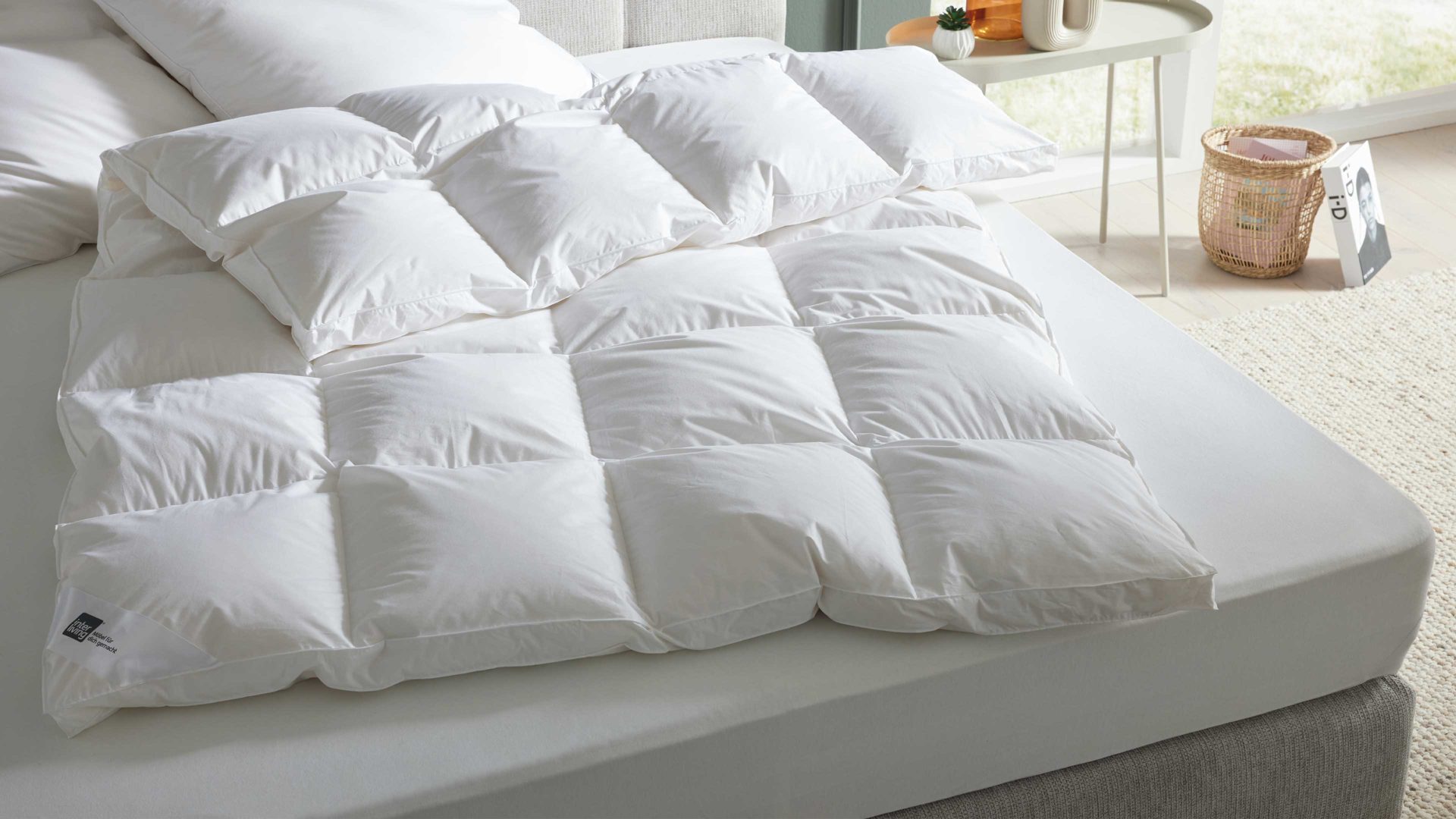 Daunendecke Interliving aus Stoff in Weiß Interliving Bettdecke Serie 9205 - Daunendecke als Aussenstegdecke warm, ca. 1.190 g Daunen - ca. 200 x 200 cm