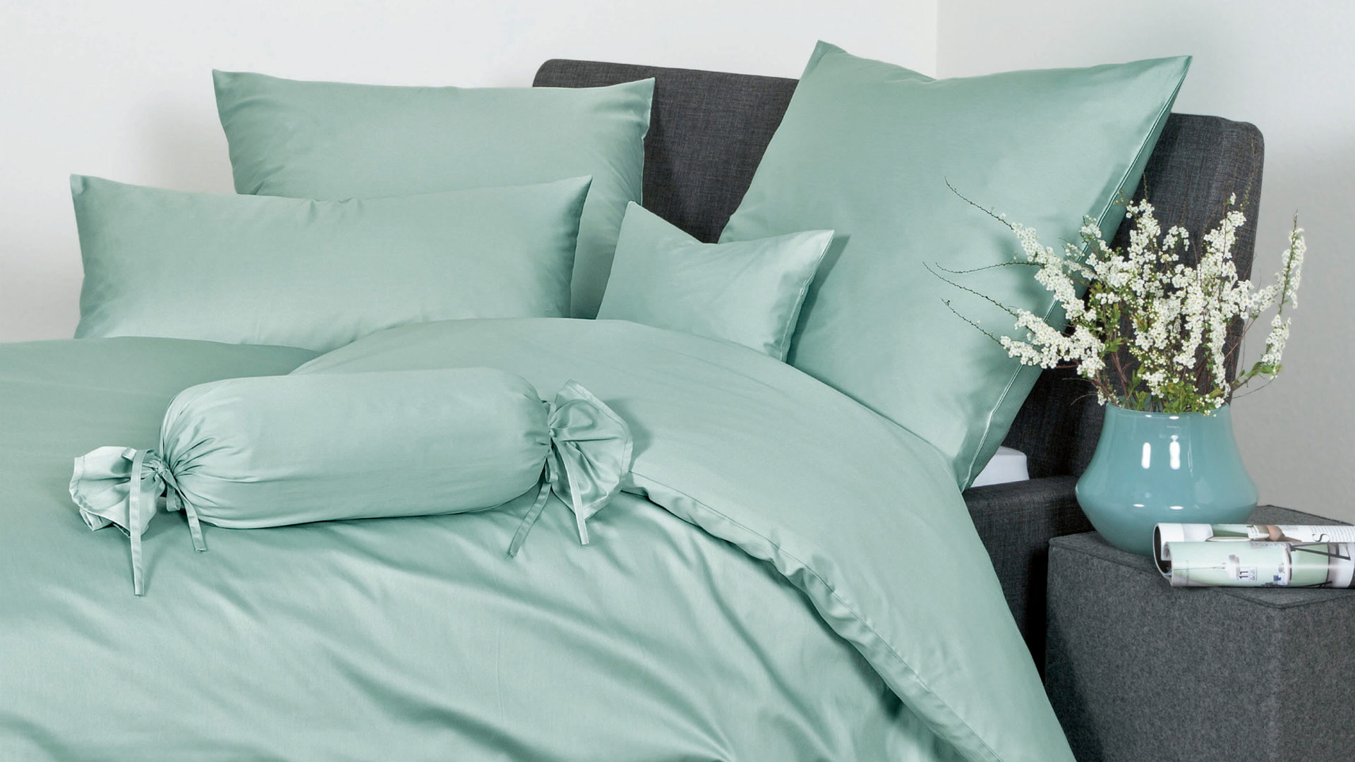 Bettwäsche-Set Janine® aus Naturfaser in Fichte Janine® Bettwäsche-Set Rauchgrün - ca. 240 x 220 cm