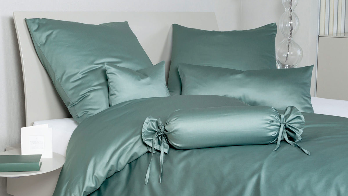 Bettwäsche-Set Janine® aus Naturfaser in Smaragd Janine® Bettwäsche-Set Salbeigrün - ca. 240 x 220 cm