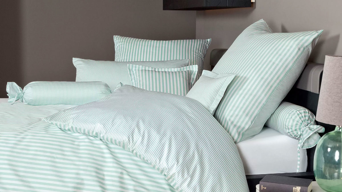 Bettwäsche-Set Janine® aus Naturfaser in Hellgrün Janine® Bettwäsche-Set Jadegrün - ca. 135 x 200 cm