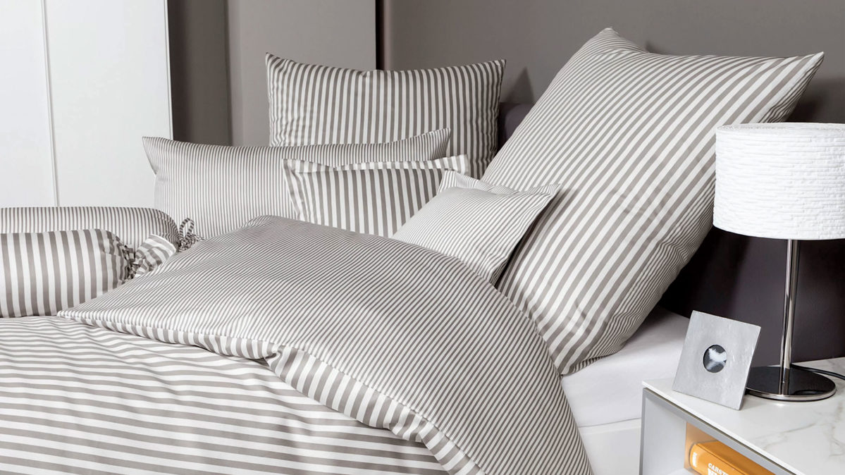 Bettwäsche-Set Janine® aus Naturfaser in Grau Janine® Bettwäsche-Set Vulkan - ca. 200 x 200 cm