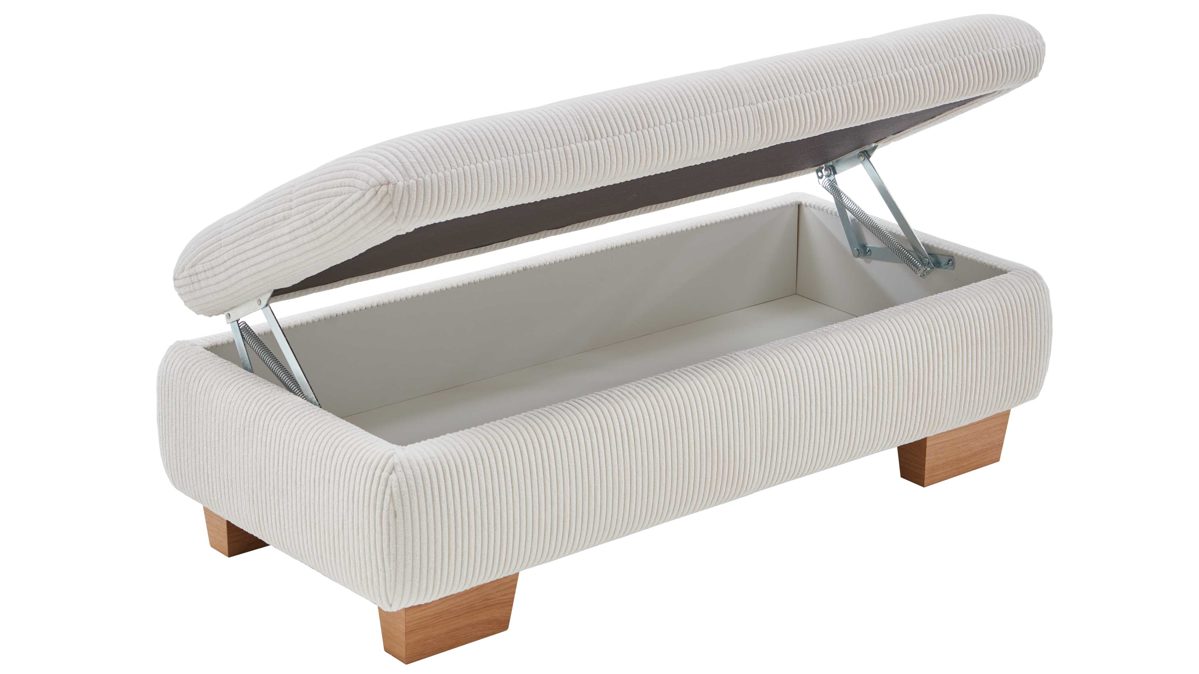 Funktionshocker Megapol aus Stoff in Beige Polsterprogramm VS-MP1028 - XXL-Funktions-Hocker naturfarbener Cord & Buchenholzfüße - ca. 135 x 63 cm