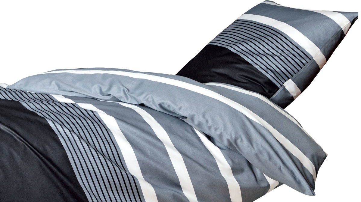 Bettwäsche-Set Janine® aus Naturfaser in Grau J. D. Bettwäsche-Set silberfarbener Mako-Satin – zweiteilig, ca. 155 x 200 cm