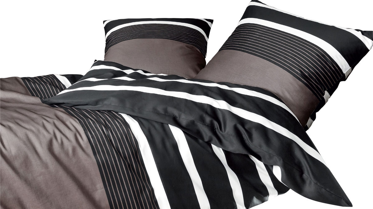 Bettwäsche-Set Janine® aus Naturfaser in Dunkelbraun J. D. Bettwäsche-Set nougatfarbener Mako-Satin – dreiteilig, ca. 200 x 200 cm