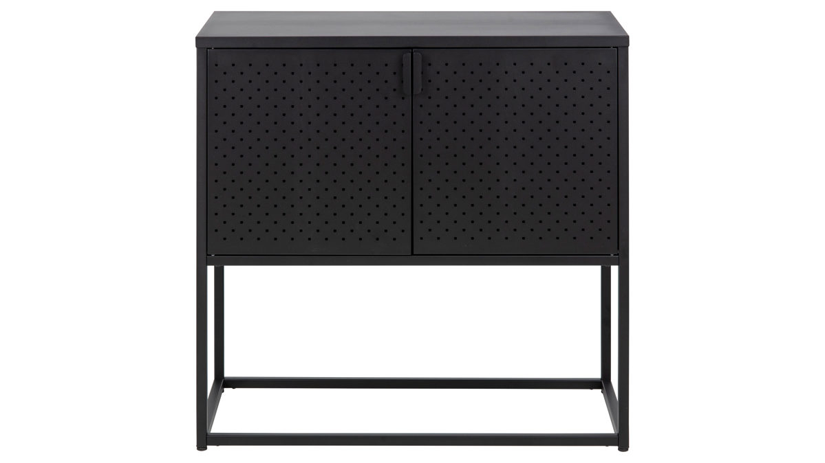 Sideboard Actona group a/s aus Metall in Schwarz Metallmöbel Newton - Sideboard schwarzer Stahl - zwei Türen, Länge ca. 82 cm