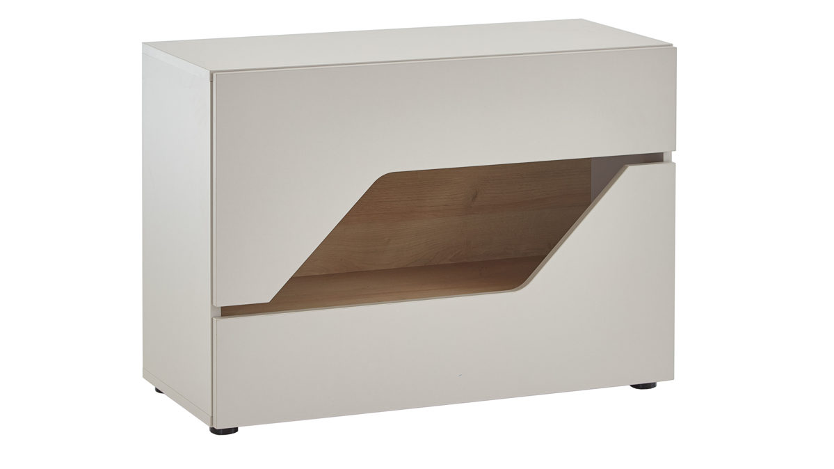 Kommode Möbel rudolf aus Holz in Weiß Jugendzimmer Serie ZE 1 - Kommode Weiß & Eichefarben - ca. 90 x 64 cm