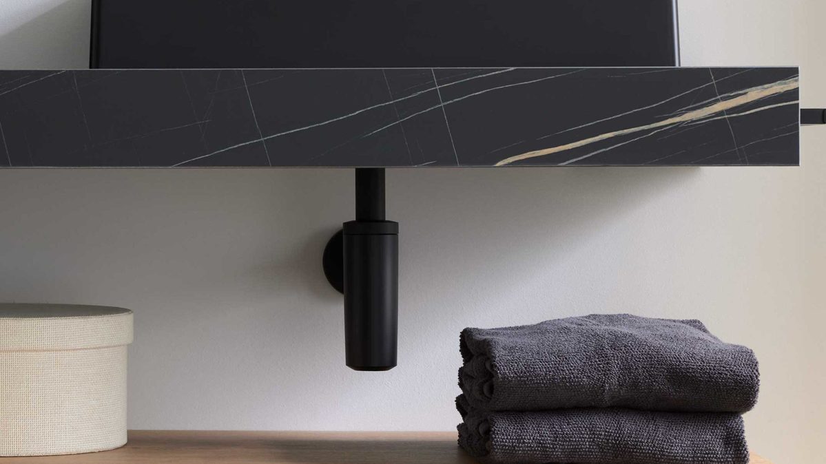 Zubehör Interliving aus Kunststoff in Schwarz Interliving Bad Serie 7198 – Design-Siphon mattschwarzer Kunststoff