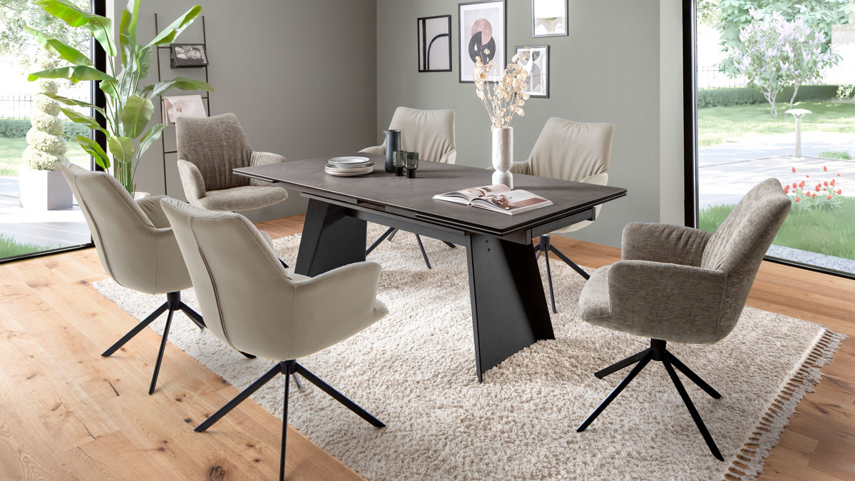 Auszugtisch PARTNERRING COLLECTION aus Keramik in Anthrazit PARTNERRING COLLECTION Auszugtisch Molinara Anthrazit &  Schwarz – ca. 200 - 245 x 100 - 145 cm