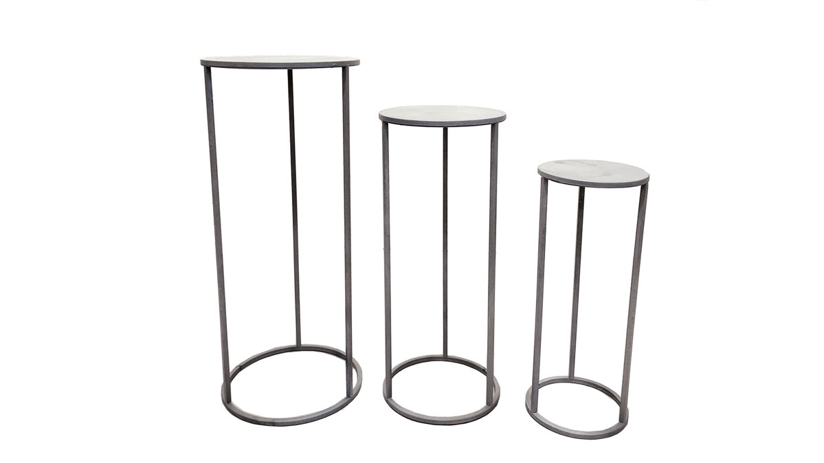 Blumensäulen-Set Haku aus Metall in Grau Blumensäule - 3er-Set Grau - Höhe ca. 50, 60, 70 cm