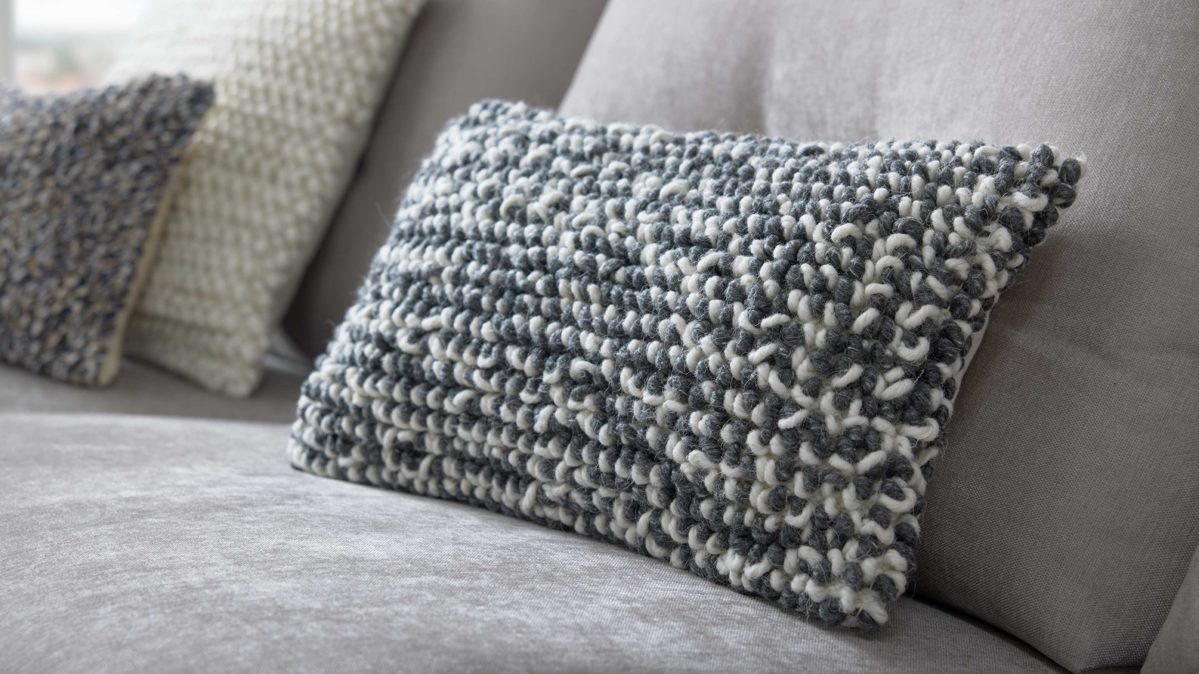 Kissenbezug /-hülle Interliving aus Stoff in Dunkelgrau Interliving Kissenhülle Serie 9117 schwarz-weißes Mischgewebe - ca. 40 x 60 cm