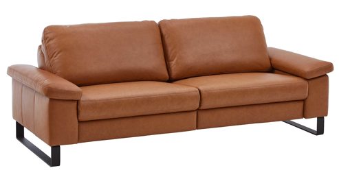 Dreisitzer SOFAkultur aus Leder in Orange SOFAkultur Programm SK 239 - Dreisitzer mit Federkern cognacfarbenes Leder Vicenza & schwarze Metallfüße 192 - Länge ca. 210 cm