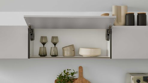 Einbauküche culineo® aus Holz in Hellgrau Culineo® Einbauküche C615 mit Einbaugeräten Seiden- & Schiefergrau - Stellfläche ca. 240 x 270 cm