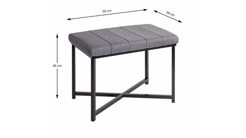 Polsterhocker Haku aus Stoff in Grau Bank Grau & Schwarz - ca. 59 x 46 cm