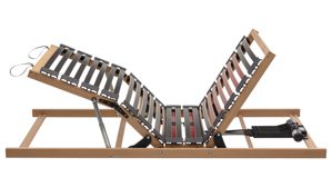 Lattenrost Interliving aus Holz in Holzfarben Interliving Lattenrost Serie 1952 mit Bettkastenzugang zweifach motorisch mit Handschalter – Liegefläche ca. 90 x 190 cm