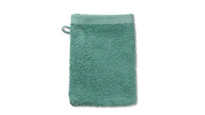 Waschlappen Kela | keck & lang aus Naturfaser in Smaragd Handtuchserie Ladessa - Waschhandschuh jadegrüne Baumwolle - ca. 15 x 21 cm