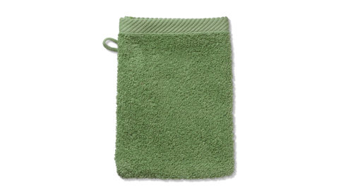 Waschlappen Kela | keck & lang aus Naturfaser in Hellgrün Handtuchserie Ladessa - Waschhandschuh moosgrüne Baumwolle - ca. 15 x 21 cm
