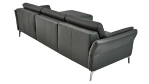 Ecksofa modulmaster aus Leder in Anthrazit Modulmaster MM-PN1200 - Ecksofa anthrazitfarbenes Leder Torro & glänzende Metallfüße – Stellfläche ca. 280 x 173 cm