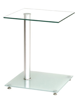 Beistelltisch Haku aus Glas in Weiß Beistelltisch als praktisches Kleinmöbel Glasplatten & Edelstahl – ca. 40 x 40 cm