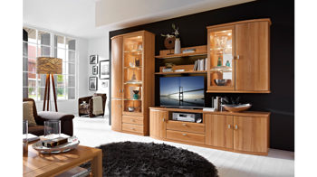 Wohnwand Rietberger möbelwerke | rmw aus Holz in Holzfarben Vermont Wohnkombination Kernbuche – Breite ca. 330 cm