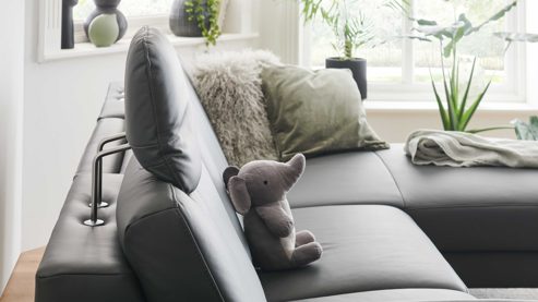 Kopfstütze modulmaster aus Leder in Anthrazit Modulmaster MM-PN1200 - Comfortkopfstütze anthrazitfarbenes Leder Torro - ca. 44 x 32 cm