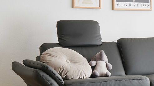 Kopfstütze modulmaster aus Leder in Anthrazit Modulmaster MM-PN1200 - Comfortkopfstütze anthrazitfarbenes Leder Torro - ca. 44 x 32 cm