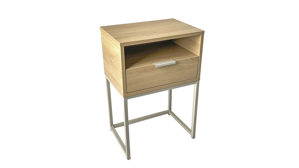 Nachtkommode Haku aus Holz in Holzfarben Nachtkonsole kaschmirfarben & Eiche - ca. 40 x 60 cm