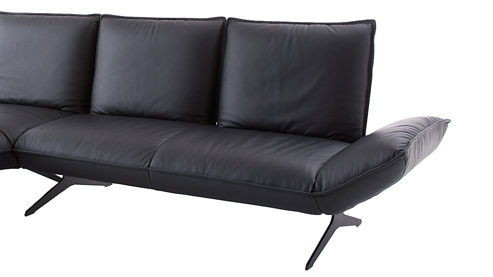 Ecksofa Koinor aus Leder in Schwarz KOINOR Polsterecke Buddy schwarzer Lederbezug & schwarze Metallkufe - ca.  149 x 305 cm