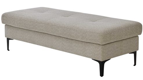 Polsterhocker Interliving aus Stoff in Hellgrau Interliving Sofa Serie 4420 - XXL-Hocker mit Metallfüßen graubeiger Bezug LRS 19 – ca. 152 x 65 cm