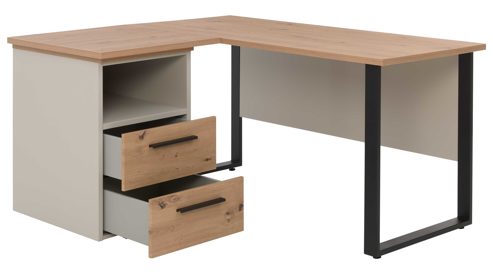 Komplettzimmer Interliving aus Holz in Hellgrau Interliving Jugendzimmer Serie 1702 - Jugendzimmermöbel als komplettes Set Sandgrau & Artisan Eiche - Liegefläche ca. 120 x 200 cm