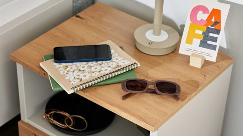 Komplettzimmer Interliving aus Holz in Hellgrau Interliving Jugendzimmer Serie 1702 - Jugendzimmermöbel als komplettes Set Sandgrau & Artisan Eiche - Liegefläche ca. 120 x 200 cm