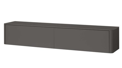 Lowboard Interliving aus Holz in Dunkelgrau Interliving Wohnzimmer Serie 2035 - Lowboard dunkelgrauer Mattlack - eine Klapptür, eine Schublade, Länge ca. 200 cm