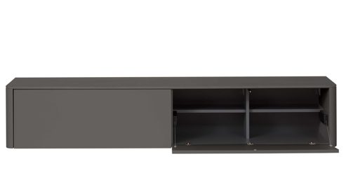 Lowboard Interliving aus Holz in Dunkelgrau Interliving Wohnzimmer Serie 2035 - Lowboard dunkelgrauer Mattlack - eine Klapptür, eine Schublade, Länge ca. 200 cm