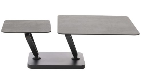 Couchtisch Interliving aus Keramik in Dunkelgrau Interliving Couchtisch Serie 6232 titanfarbene Keramik & schwarzer Stahl - 80-137 x 80 cm
