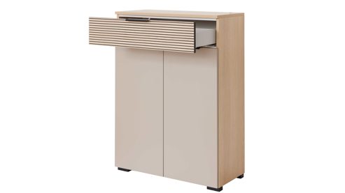 Garderoben-Set Interliving aus Holz in Hellgrau Interliving Garderobe Serie 6015 - Garderoben-Set Steingrau & Eiche - sechsteilig