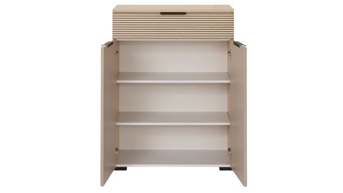 Garderoben-Set Interliving aus Holz in Hellgrau Interliving Garderobe Serie 6015 - Garderoben-Set Steingrau & Eiche - sechsteilig