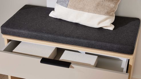 Garderoben-Set Interliving aus Holz in Hellgrau Interliving Garderobe Serie 6015 - Garderoben-Set Steingrau & Eiche - sechsteilig