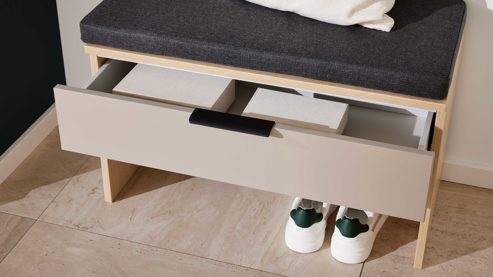 Garderoben-Set Interliving aus Holz in Grau Interliving Garderobe Serie 6015 - Garderoben-Set Steingrau & Eiche - sechsteilig