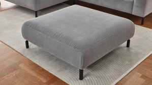 Polsterhocker SOFAkultur aus Stoff in Grau SOFAkultur Programm SK 770 - XXL-Hocker grauer Cordbezug - ca. 109 x 109 cm