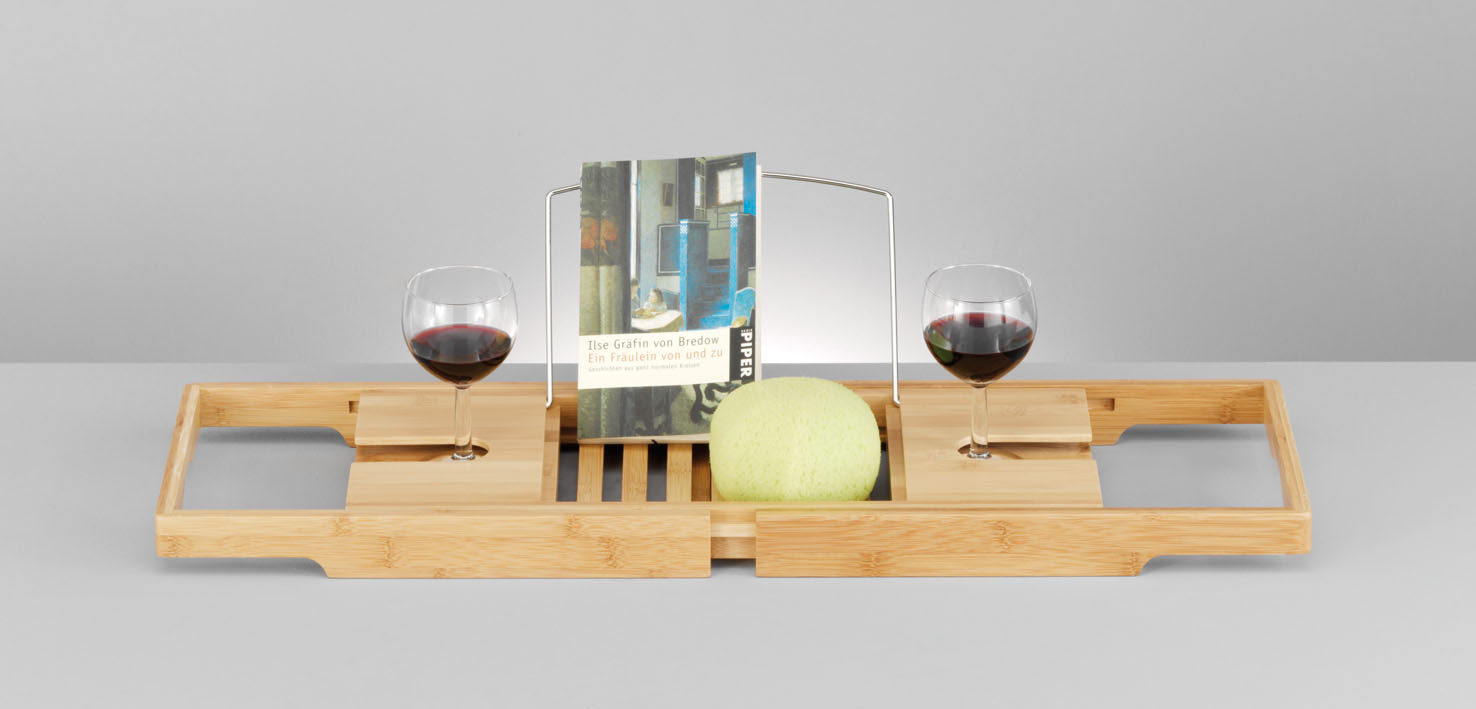 Badaccessoire Zeller present aus Holz in Holzfarben Badewannenablage lackiertes Bambusholz