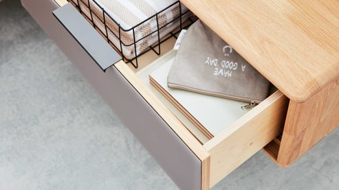 Komplettzimmer Interliving aus Holz in Grau Interliving Schlafzimmer Serie 1015 – Komplettzimmer Wildeiche & Kopfteilpolster – sechstürig, Liegefläche 180 x 200 cm