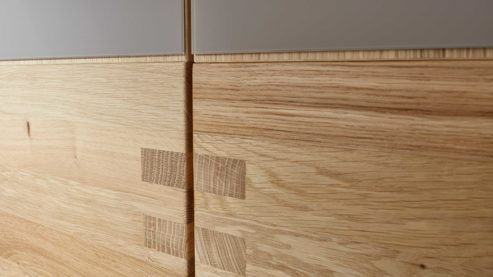 Komplettzimmer Interliving aus Holz in Holzfarben Interliving Schlafzimmer Serie 1015 – Komplettzimmer mit Mattglasfronten Siena & Wildeiche – fünftürig, Liegefläche ca. 160 x 200 cm