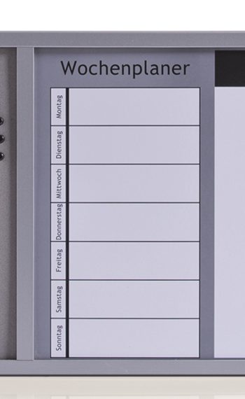 Magnettafel Zeller present aus Metall in Grau Wochenplaner & Kombitafel 3 in 1 alufarbenes Metall & Kork - ca. 60 x 40 cm