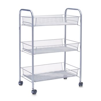 Rollwagen Zeller present aus Metall in Metallfarben Etagen-Rollwagen alufarbene Stahldraht - drei Fächer