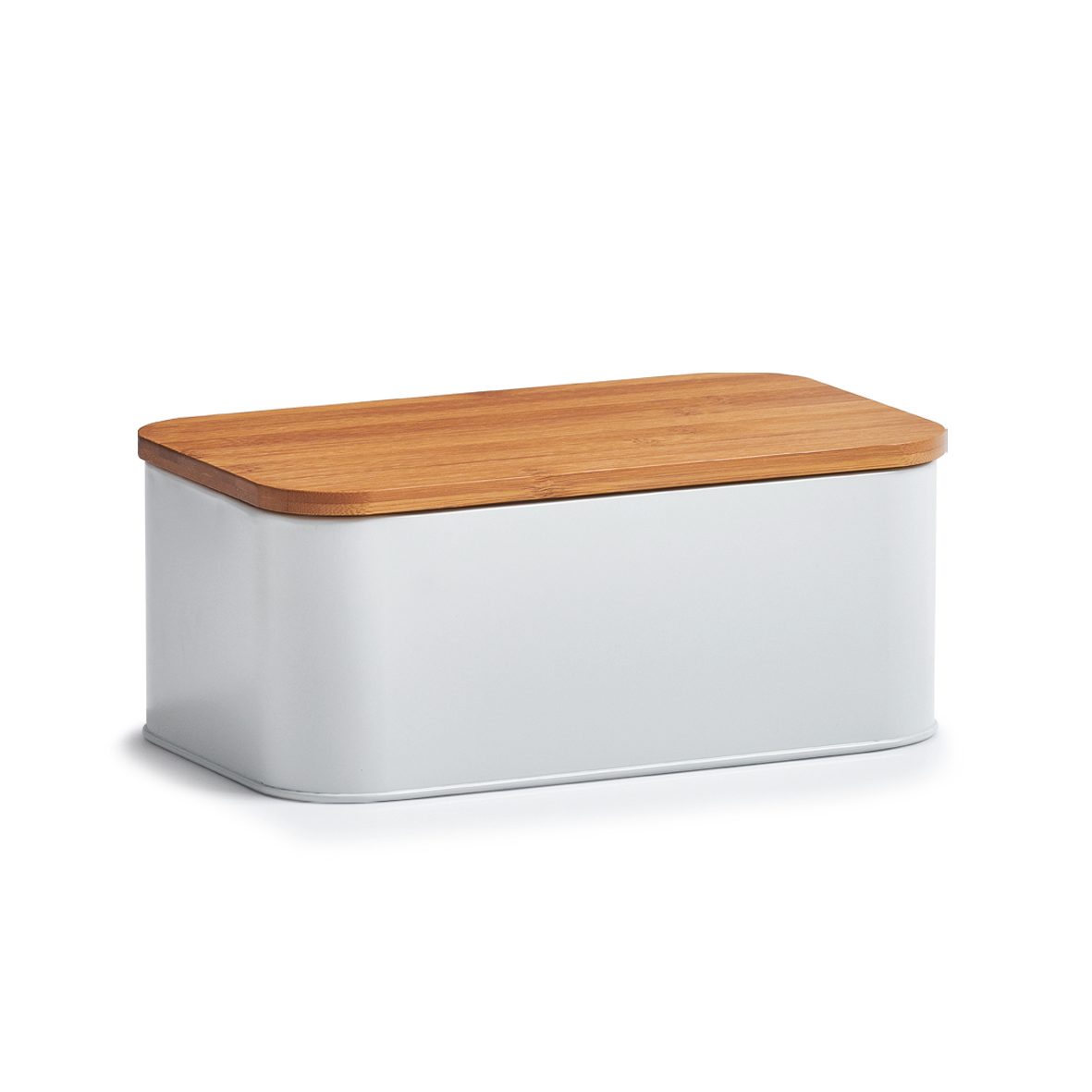 Brotkasten Zeller present aus Metall in Weiß Brotkasten weißes Metall & Bambus - ca. 31 x 18 cm