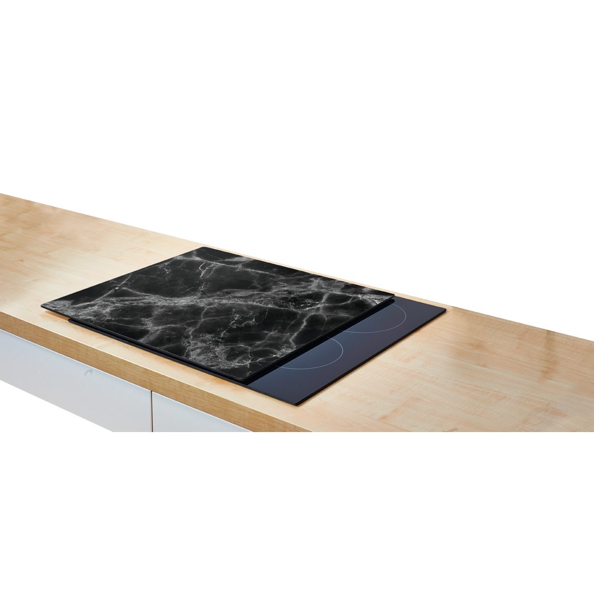 Schneidbrett Zeller present aus Glas in Schwarz Rückwandschutz & Herd-Abdeckplatte schwarz marmoriertes Glas - ca. 56 x 50 cm