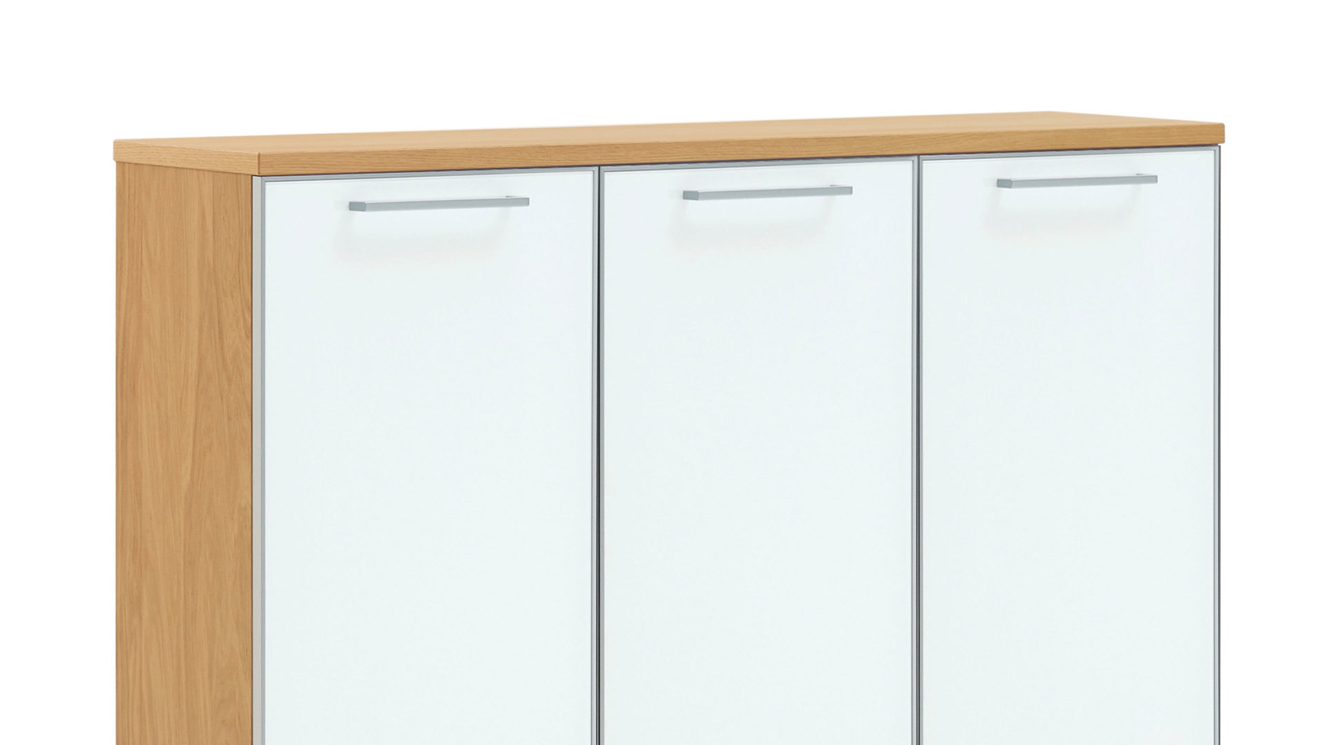 Schuhschrank Voss möebel aus Holz in Weiß VOSS MÖBEL Schuhkommode Santina bzw. Schuhschrank Eiche Bianco & weißes Glas – drei Türen