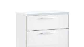 Schuhschrank Voss möebel aus Glas in Weiß VOSS MÖBEL Schuhschrank Santina als Dielenmöbel weißer Lack & weißes Glas – eine Schublade, zwei Klappen