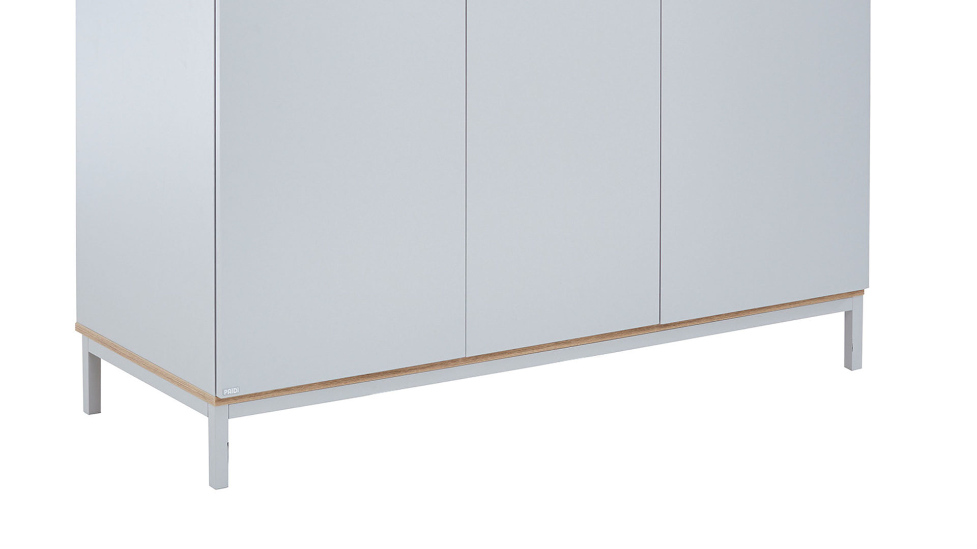 Kleiderschrank Paidi aus Holz in Hellgrau PAIDI Babyzimmerprogramm Benne - Kleiderschrank Kieselgrau & Montana Eiche – drei Türen, Breite ca. 135 cm